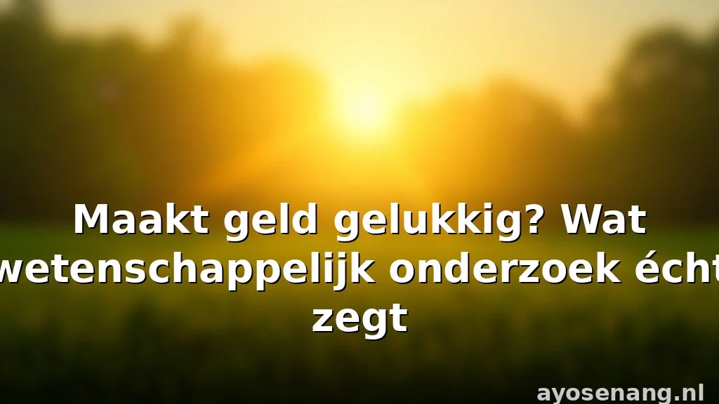 Maakt geld gelukkig? Wat wetenschappelijk onderzoek écht zegt
