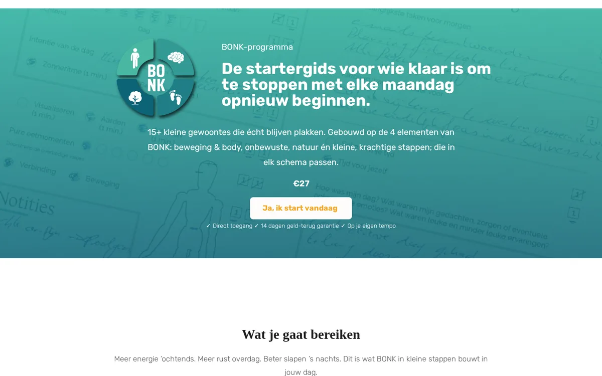 BONK-programma — bovenkant van de officiële cursuspagina