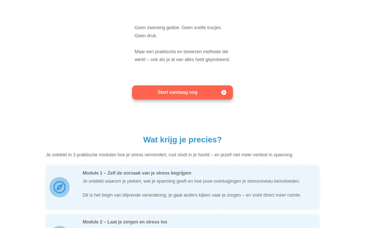 Nooit Meer Zorgen of Stress — prijs en aanbod