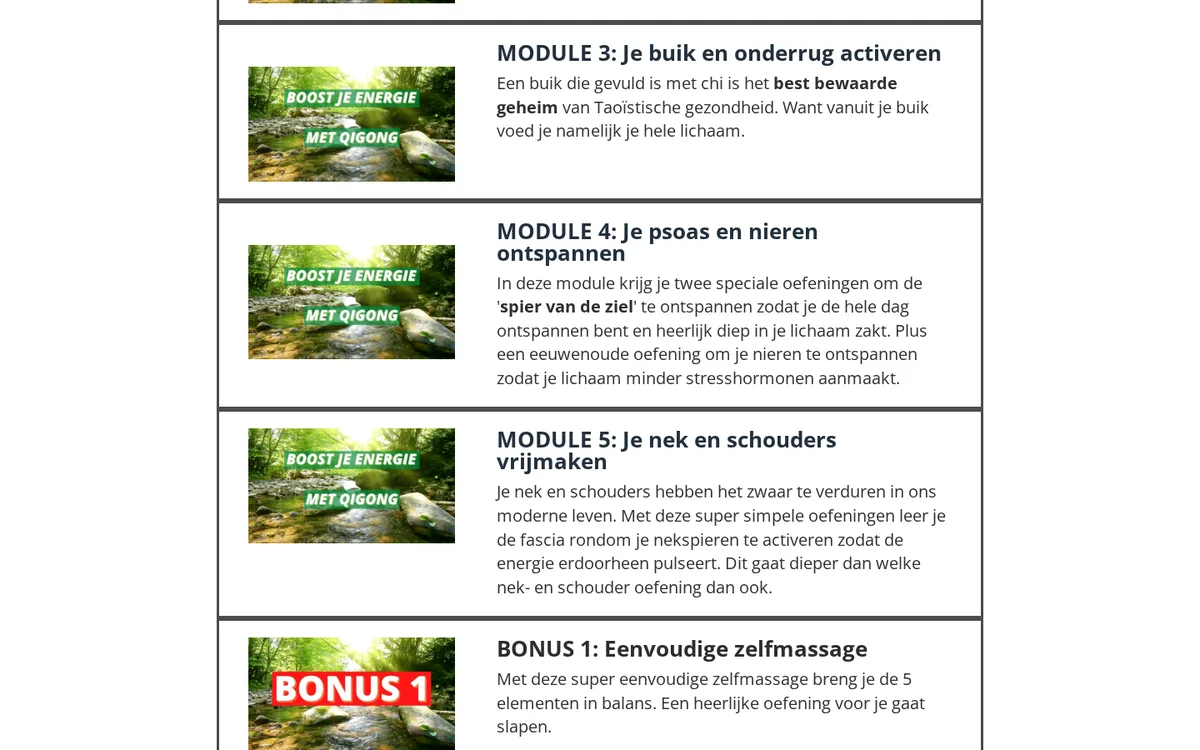 Qigong + Meditatie Pakket — inhoud en opbouw van het programma
