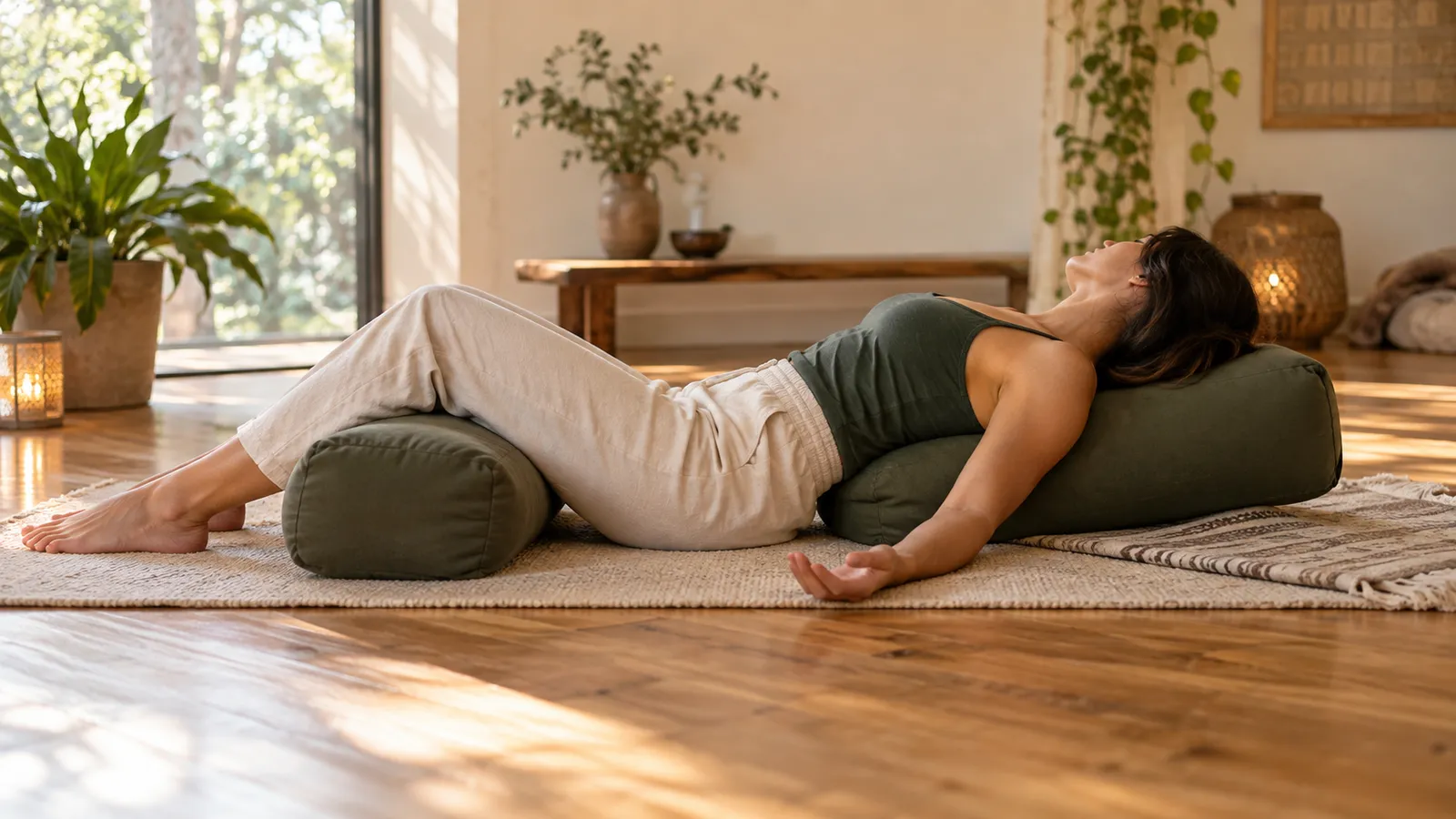 Yoga bolster oefeningen: zo pak je het aan